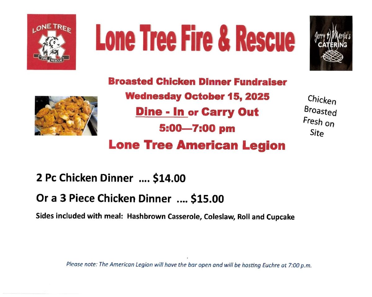 LTFD Broasted Chicken Dinner flyer