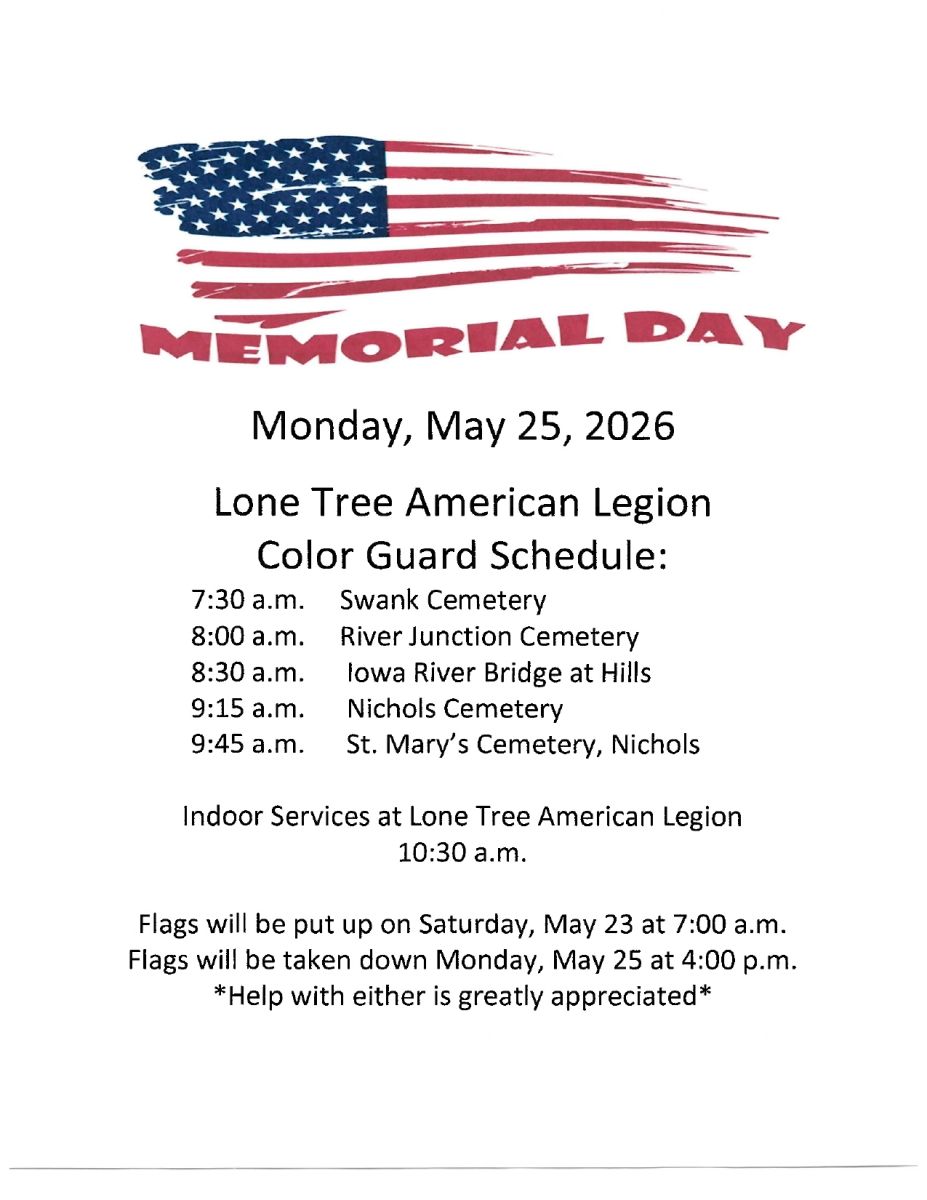 Memorial Day Services flyer
