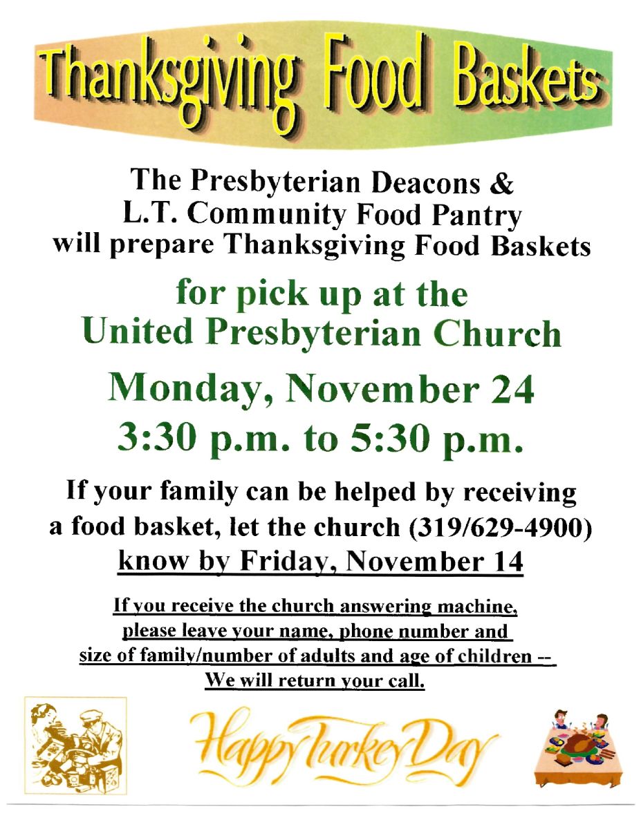 Thanksgiving food baskets flyer
